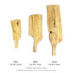 Ungefähre Masse der drei Bretter: 25 x 10, 35 x 13 und 50 x 14 cm; handwerkliche Abweichungen von ca. +/-3 cm